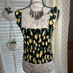 NWT Victorias Secret PINK Lemons Smocked Top with ruffled straps. 🍋